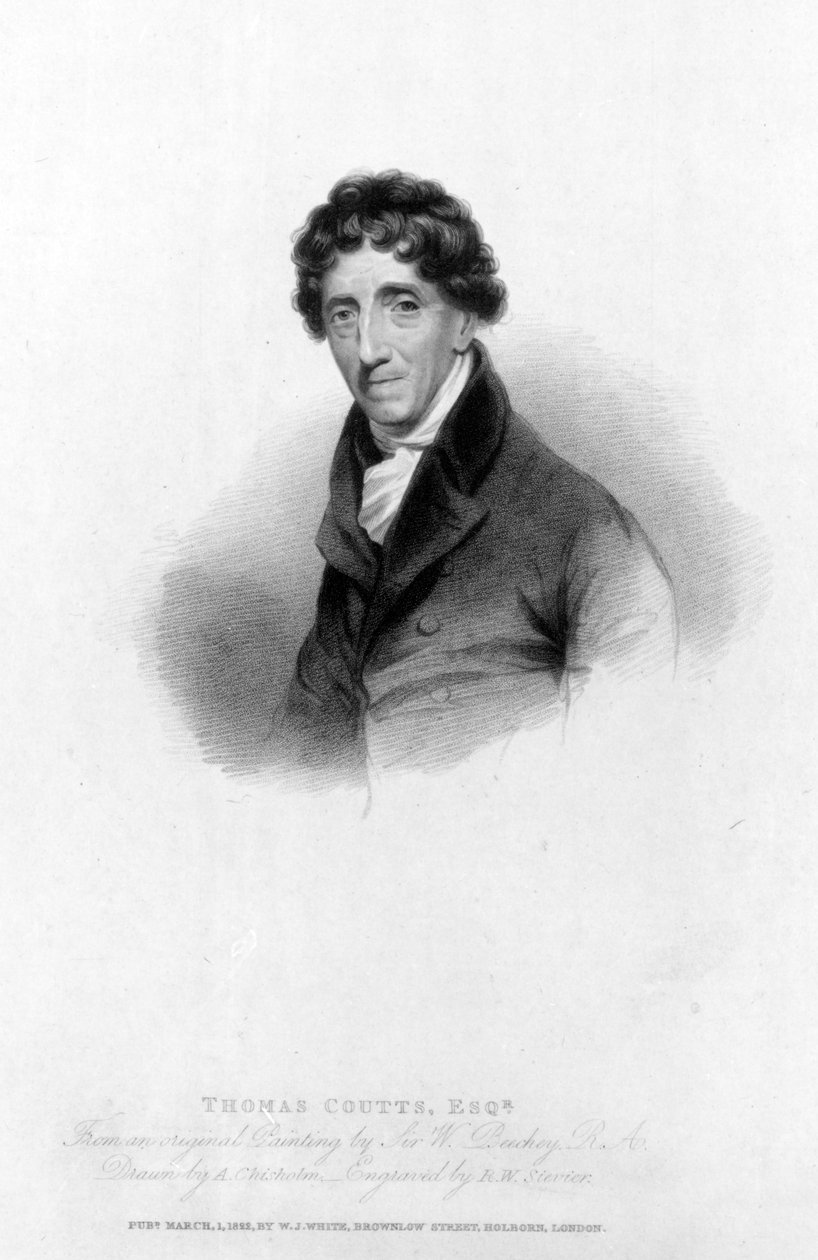 Thomas Coutts, Esq. rajzolta A. Chisholm és metszette R.W. Sievier, 1822 alkotó: William Beechey
