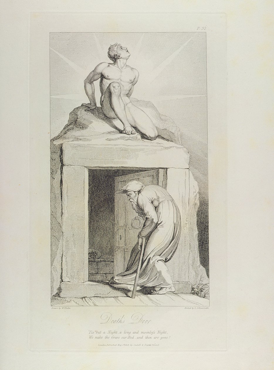 Halálajtó, 12. o., Illusztráció William Blake (1757-1827) „The Grave, A Poem” című művéből, Luigi Schiavonetti (1765-1810) metszete, 1808 alkotó: William Blake