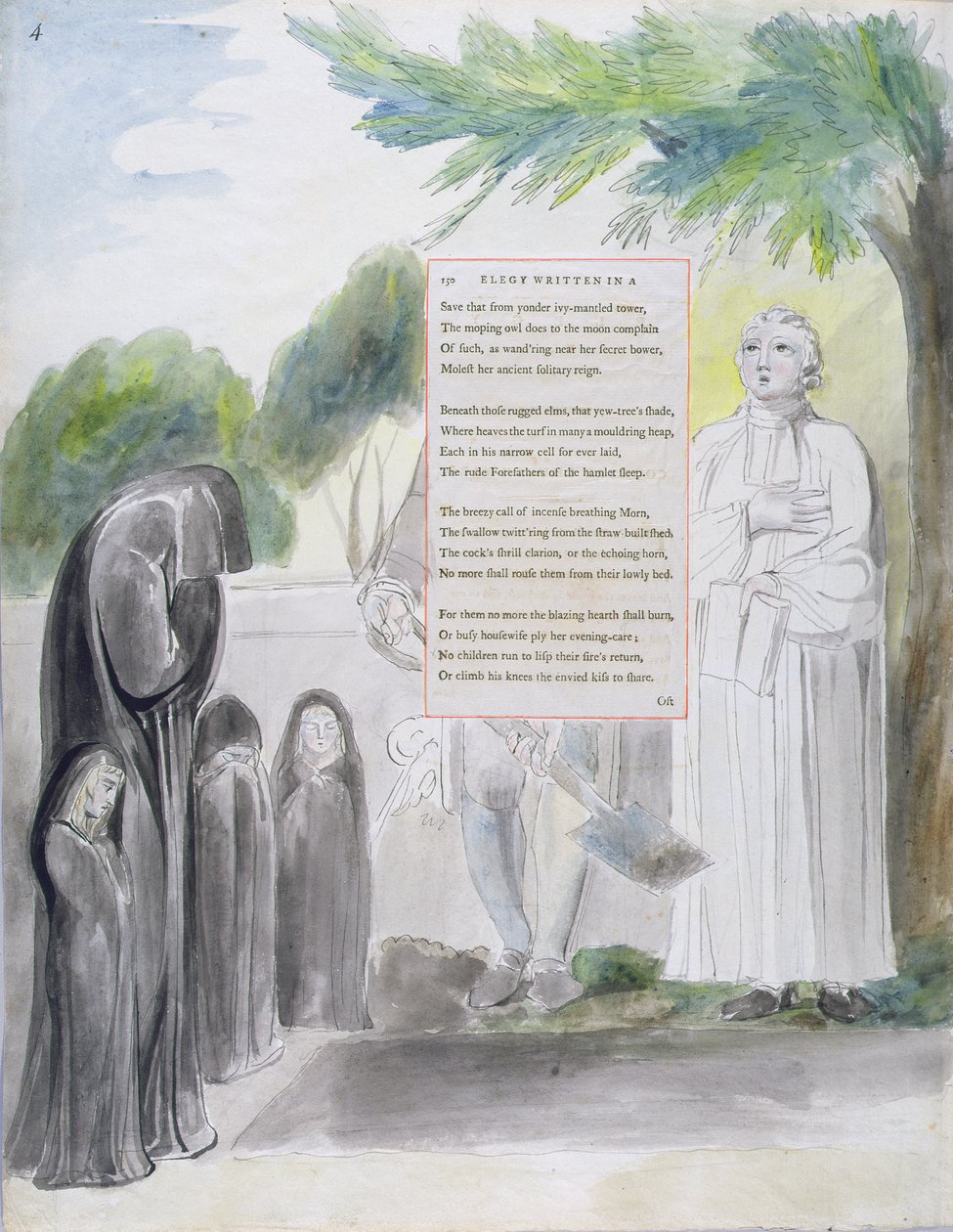 „Elégia egy vidéki templomudvarban”, 108. terv a „Thomas Gray versei”-ből, 1797-98 (wc tollal és tintával papíron) alkotó: William Blake