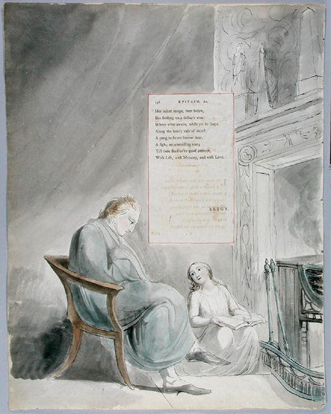Felirat Mrs. Clarke-ról, 104. terv a Thomas Gray verseiből, 1797-98 (wc tollal és tintával papíron) alkotó: William Blake