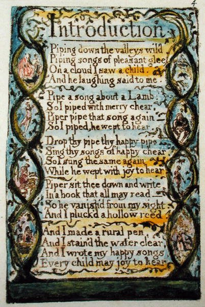 Bevezetés, 4. lemez (Bentley 4) a Songs of Inocence and of Experience-ből (Bentley Copy L) 1789-94 (domborműves rézkarc tollal és WC-vel) alkotó: William Blake