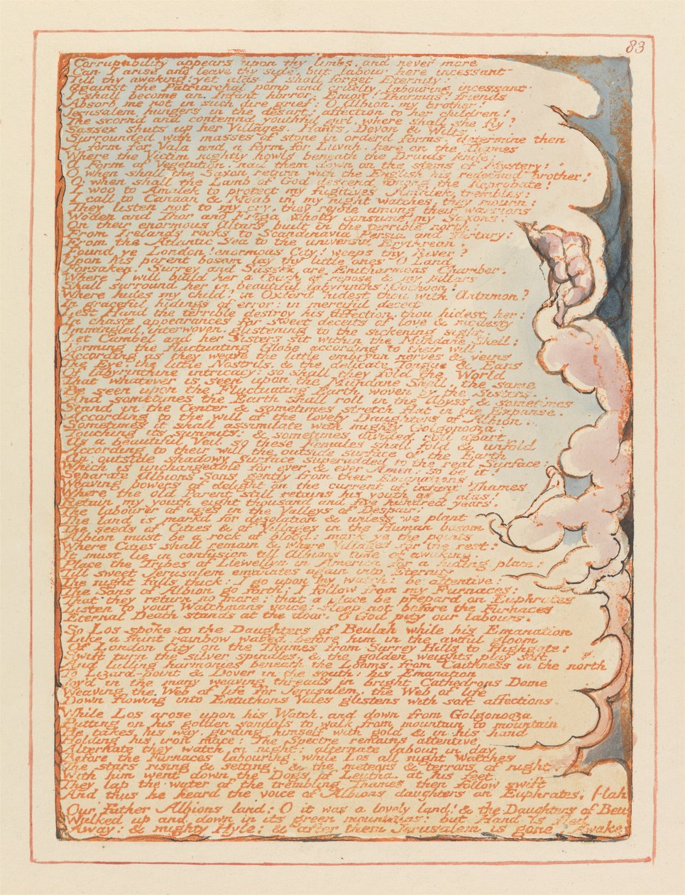Jeruzsálem, 83. lemez, romlottság jelenik meg a végtagjain ... alkotó: William Blake