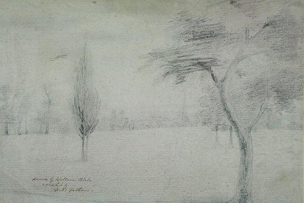 Táj toronnyal, 1801 körül alkotó: William Blake