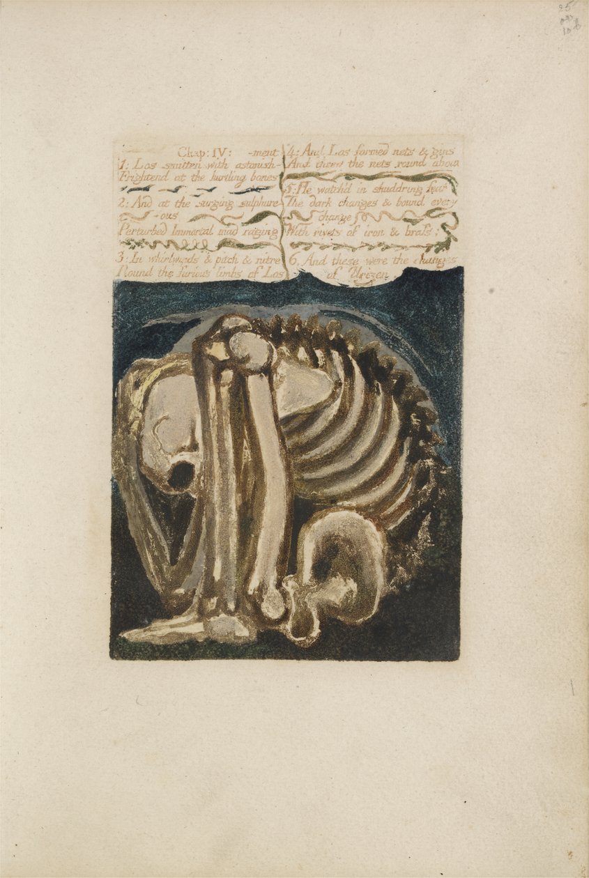 Los megdöbbenve..., 12. tábla az Urizen első könyvéből, 1794 (színnyomásos domborműves tintával és wc-vel) alkotó: William Blake
