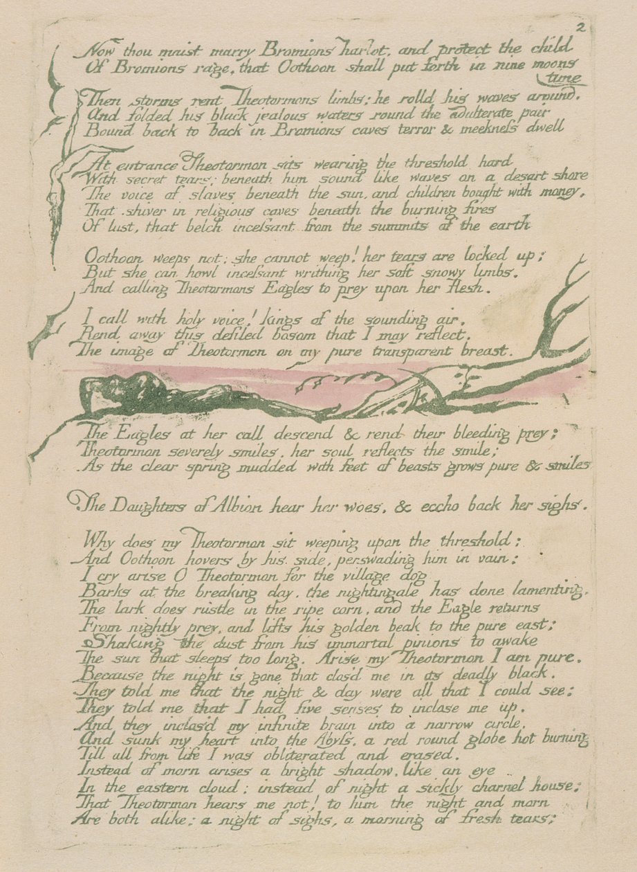 Most házasodsz, 4v. tábla a Visions of the Daughters of Albionból, 1793 (domborműves, zöld színnel nyomtatva wc-vel) alkotó: William Blake