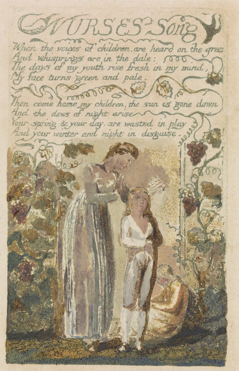 Nővérek dala, 36. tábla a Songs of Experience-ből, 1794 (domborműves wc-vel) alkotó: William Blake