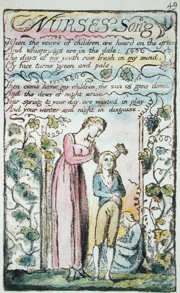 Nővérek dala, 49. tábla (Bentley 38) a Songs of Innocence and of Experience-ből (Bentley Copy L) 1789-94 (magas metszet tollal és WC-vel) alkotó: William Blake