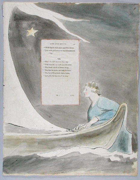 Óda a zenéhez, 101. terv Thomas Gray verseihez, 1797-98 (wc tollal és tintával papíron) alkotó: William Blake
