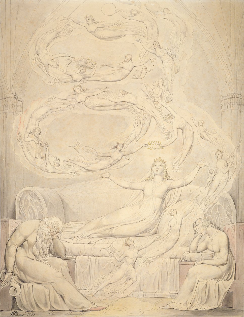 Katalin királynő álma, 1807 (toll grafittal, papíron) alkotó: William Blake