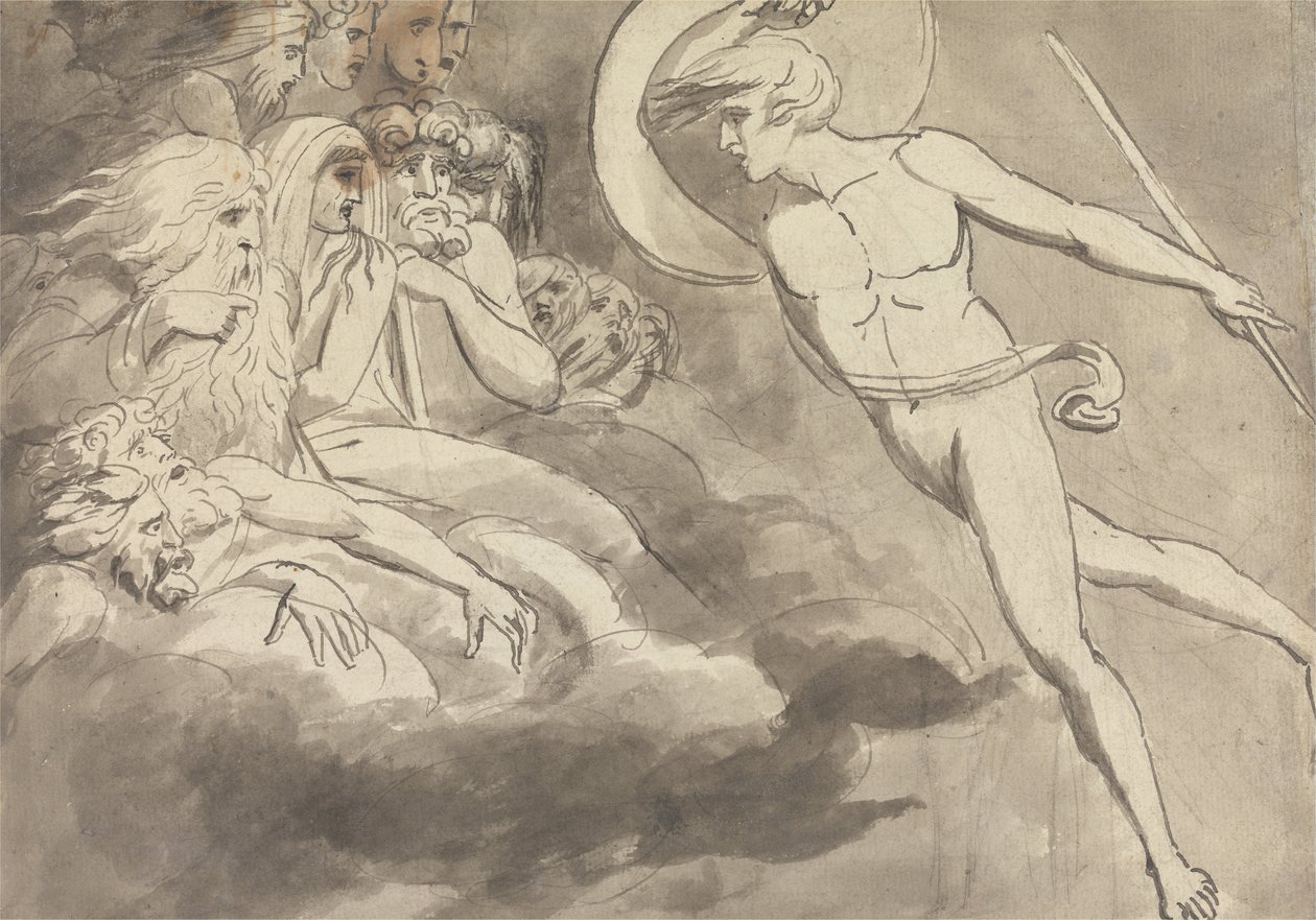 Sátán közeledik a káosz udvarához alkotó: William Blake