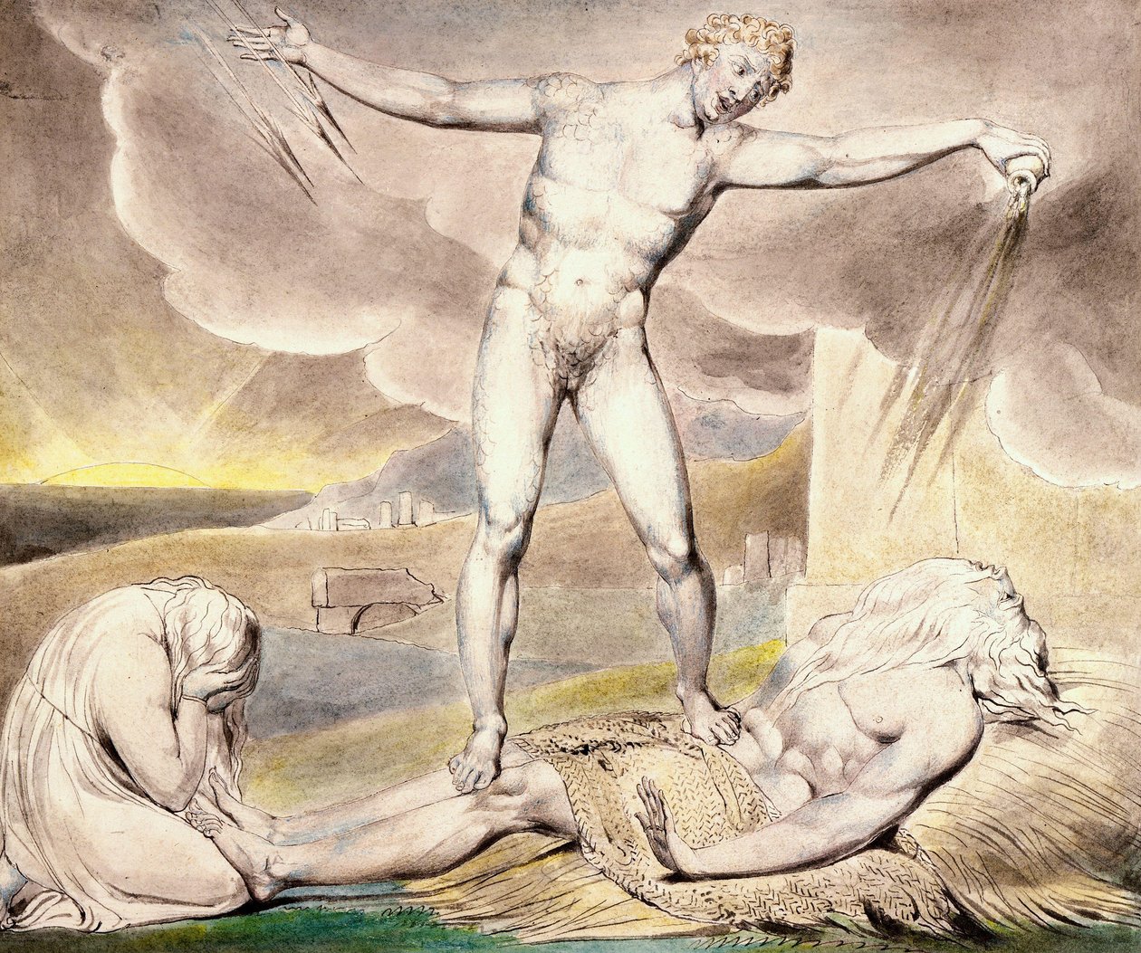 Sátán küldi a munkát forrásban alkotó: William Blake
