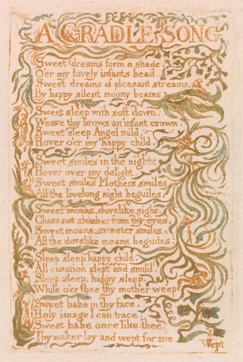 Songs of Innocence, Plate 18, A Cradle Song (Bentley 16) alkotó: William Blake