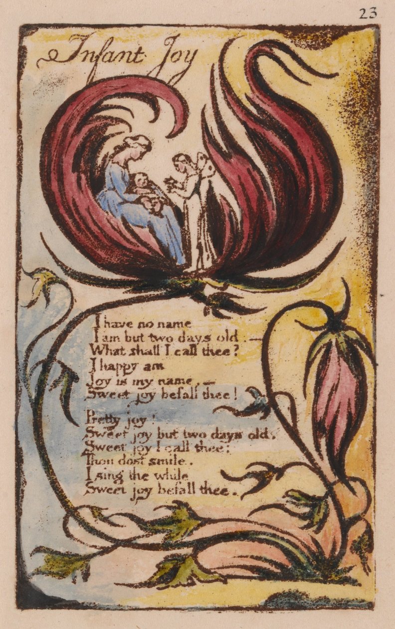 Az ártatlanság és a tapasztalat dalai, 23. lemez, Infant Joy (Bentley 25) alkotó: William Blake