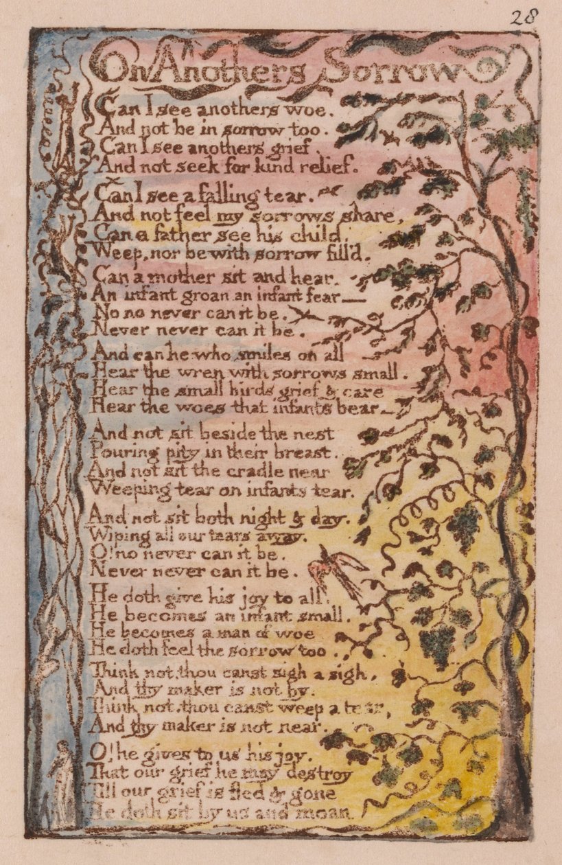 Az ártatlanság és a tapasztalat dalai, 28. tányér, Egy másik bánatról (Bentley 27) alkotó: William Blake