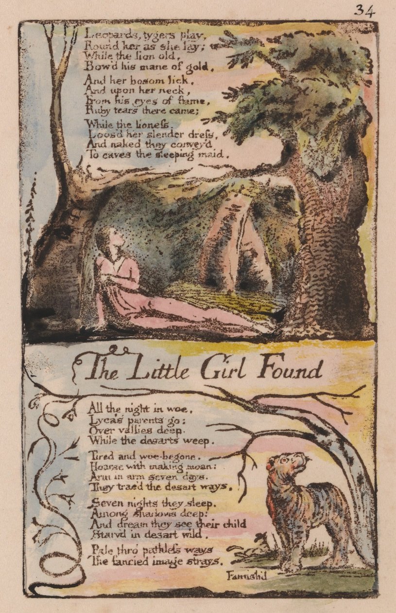 Az ártatlanság és a tapasztalat dalai, 34. lemez, A talált kislány (Bentley 35) alkotó: William Blake