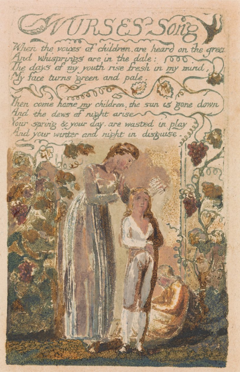 Az ártatlanság és a tapasztalat dalai, 37. lemez, Nurses Song (Bentley 38) alkotó: William Blake