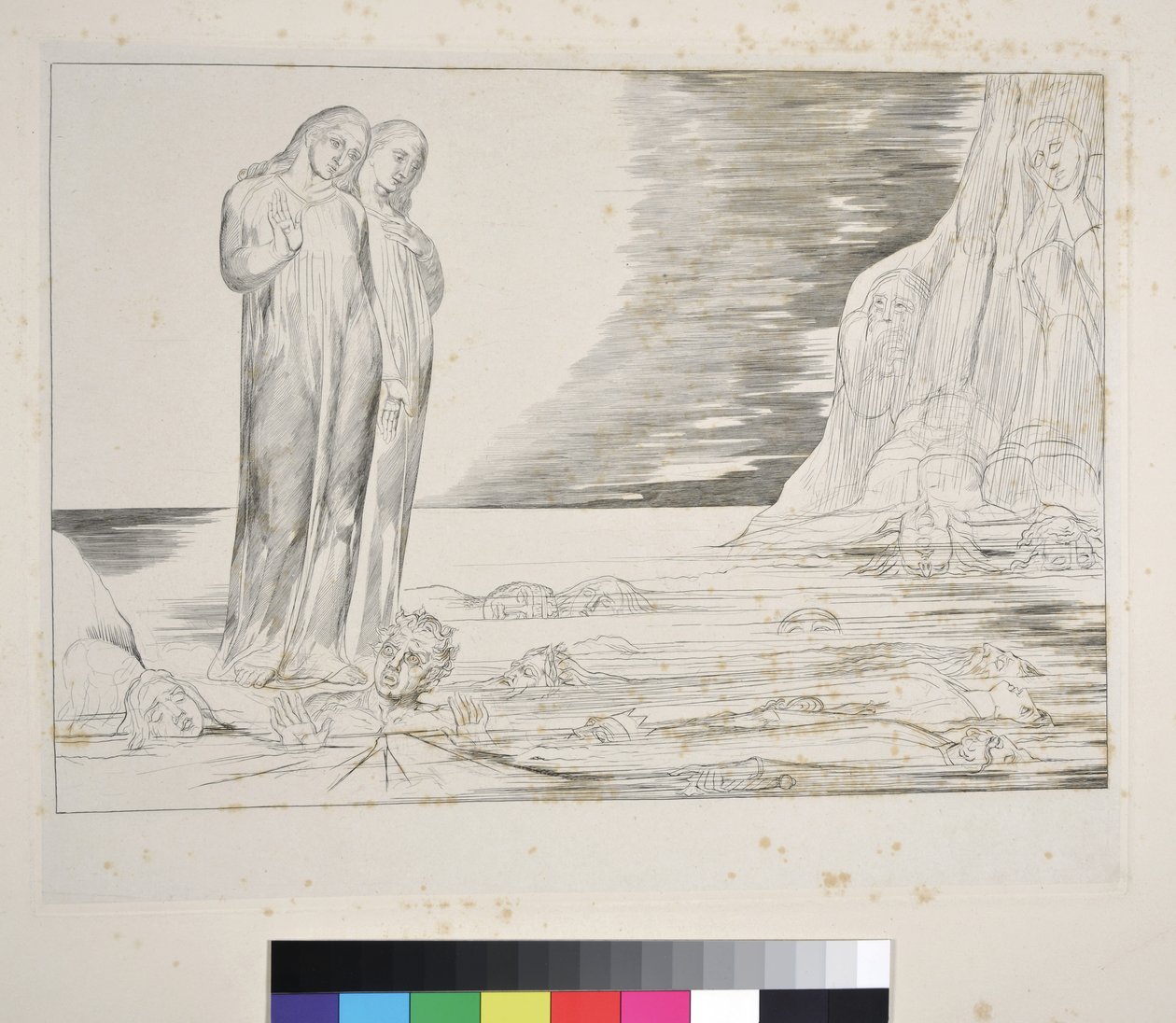 Az árulók köre: Dante lába megüti a Bocca degli Abbate-t, Pokol, XXXII. ének, illusztráció Dante Alighieri „Isteni színjátékához”, 1827-38 alkotó: William Blake