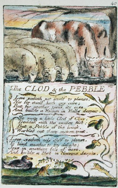 The Clod & the Pebble, 40. tábla (Bentley 32) a Songs of Innocence and of Experience (Bentley Copy L) 1789-94-ből (dombormetszet tollal és wc-vel). alkotó: William Blake