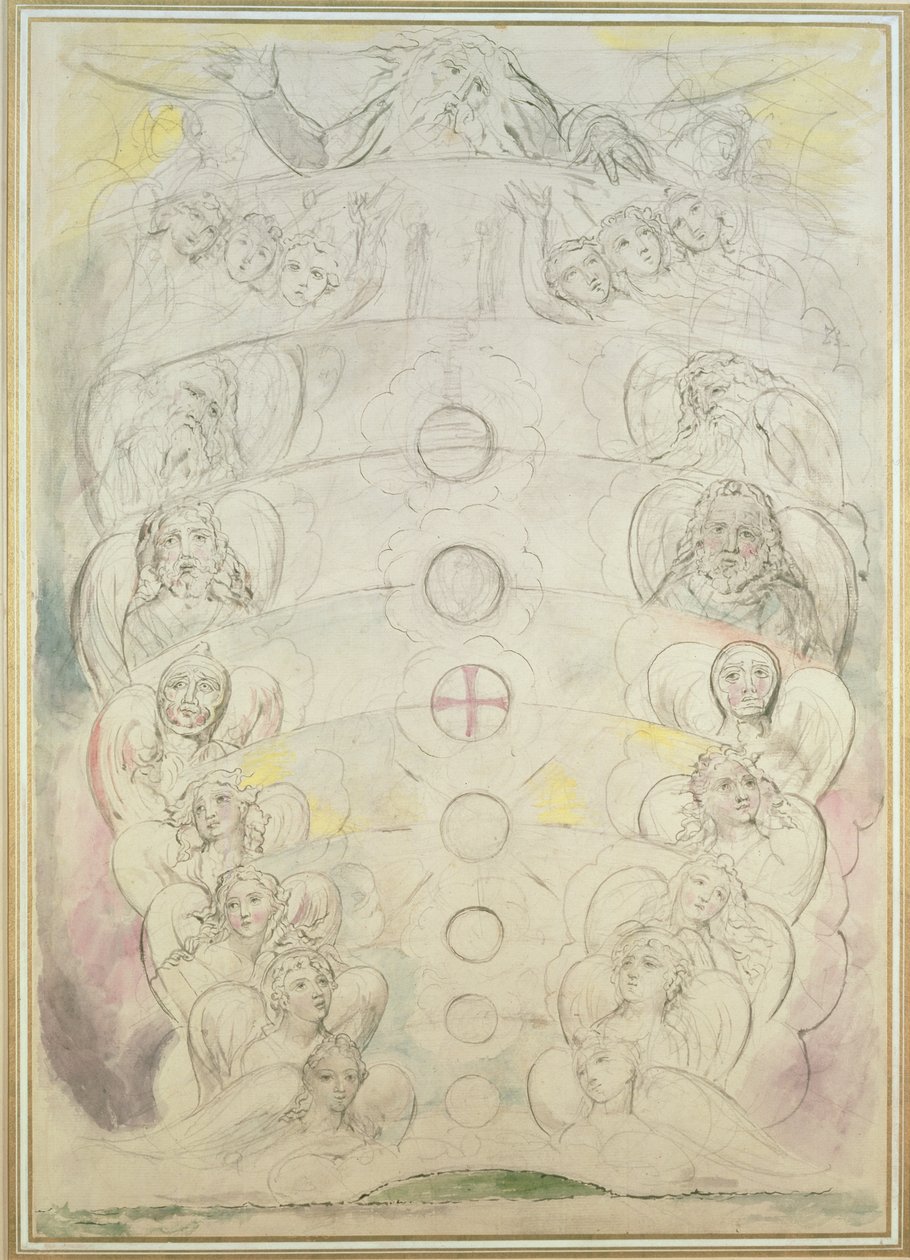 Az istenség, akitől a kilenc gömb előkerül, 18. század (wc, ceruza, toll és tinta papíron) alkotó: William Blake