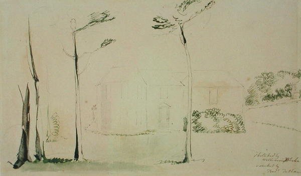 A Hayleys House bejárata az Earthamban, 1801 (toll és tinta, valamint wc grafiton papíron) alkotó: William Blake