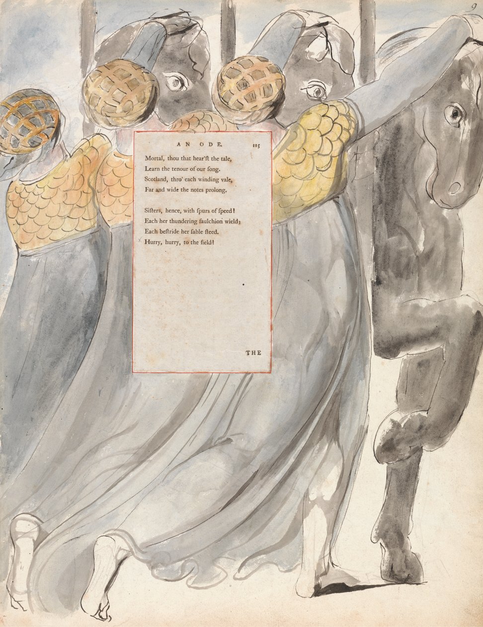 The Fatal Sisters, 75. terv a Thomas Gray verseiből, 1797-98 (wc tollal és tintával papíron) alkotó: William Blake