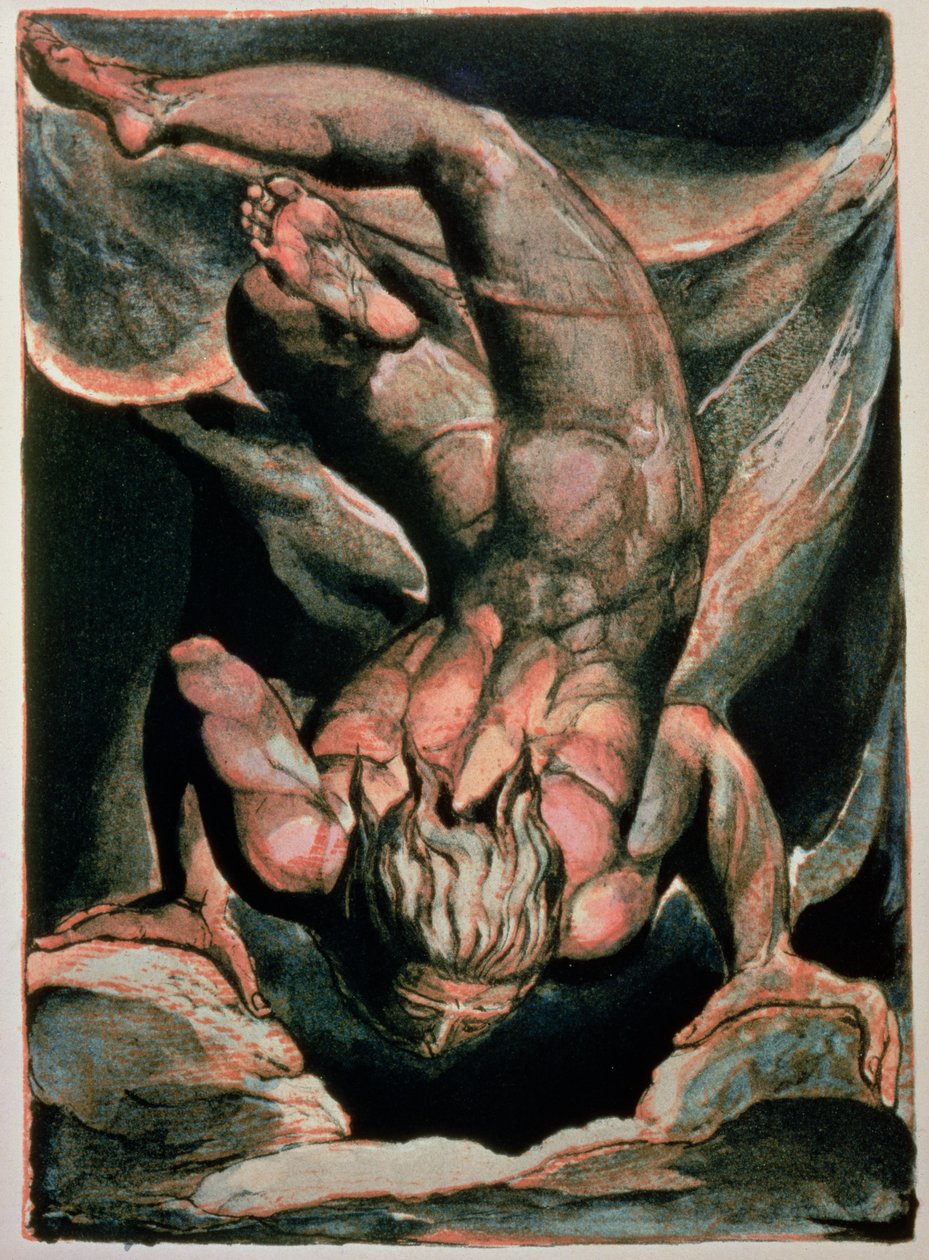 Urizen első könyve; Fejjel lefelé lebegő ember, 1794 (színnyomásos domborművés) alkotó: William Blake