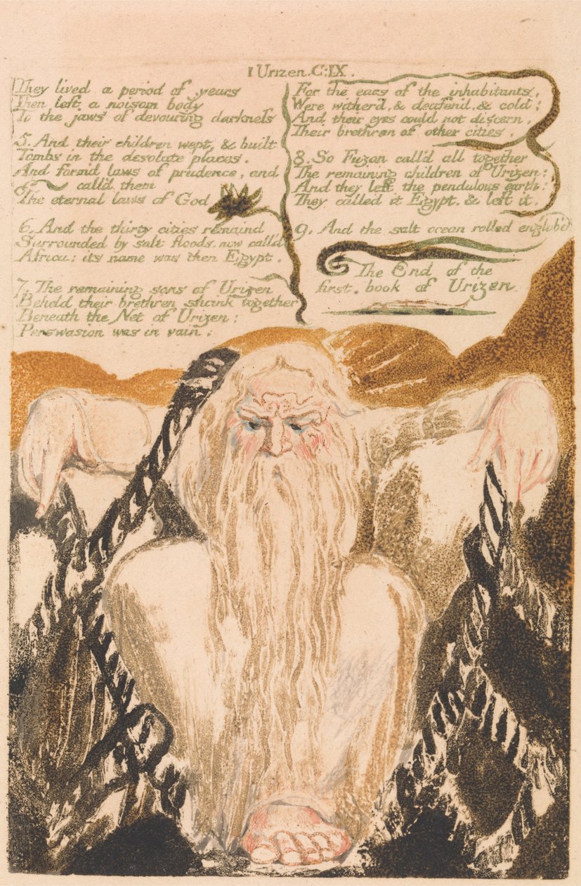 Urizen első könyve, 25. tábla, Évekig éltek. . . . (Bentley 28) alkotó: William Blake
