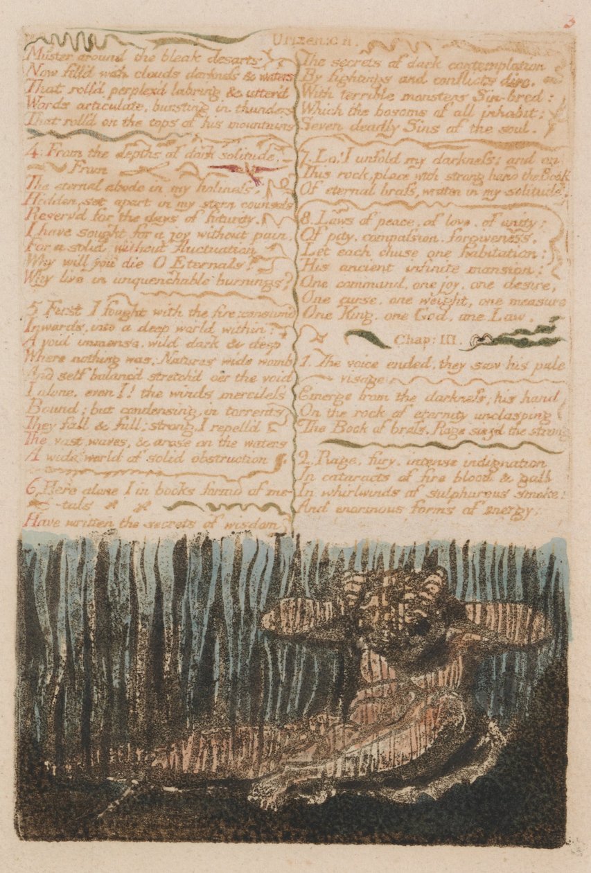 Urizen első könyve, 6. lemez, Gyűjtemény a sivár deszart körül ... (Bentley 4) alkotó: William Blake