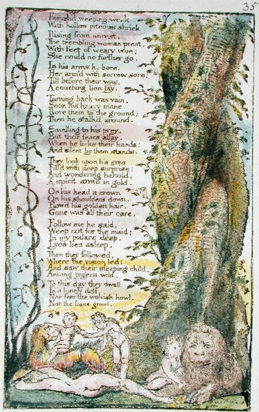 A megtalált kislány, 35. tábla (Bentley 36) az Ártatlanság és tapasztalat dalaiból (Bentley Copy L) 1789-94 (dombormetszet tollal és wc-vel) alkotó: William Blake