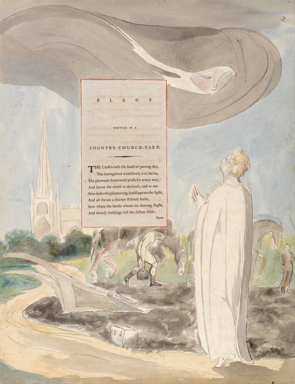 Thomas Gray versei, Design 107, Elégia egy vidéki templomudvarban. alkotó: William Blake