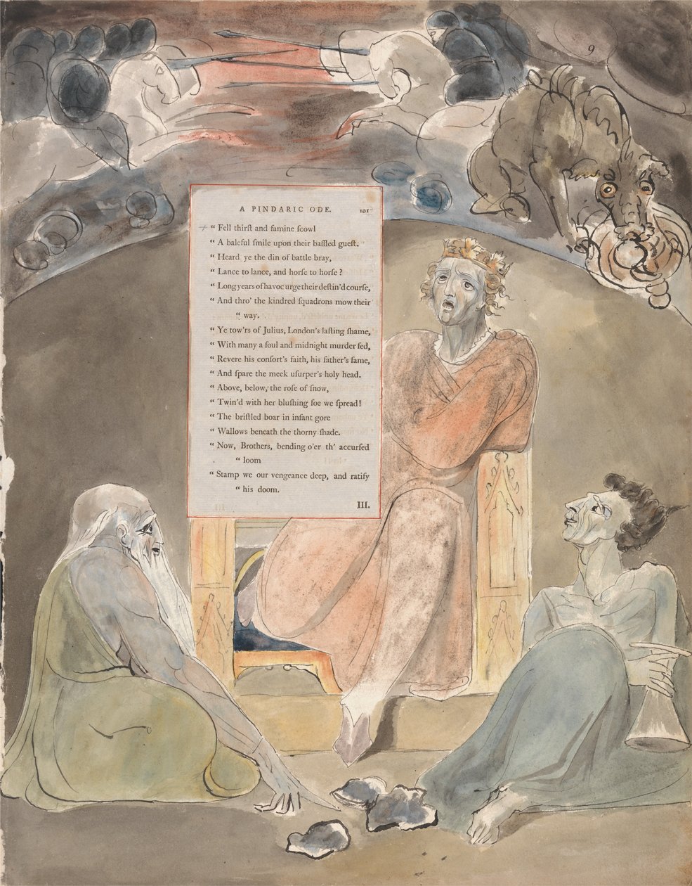 Thomas Gray versei, 61. tervezet, The Bard. alkotó: William Blake