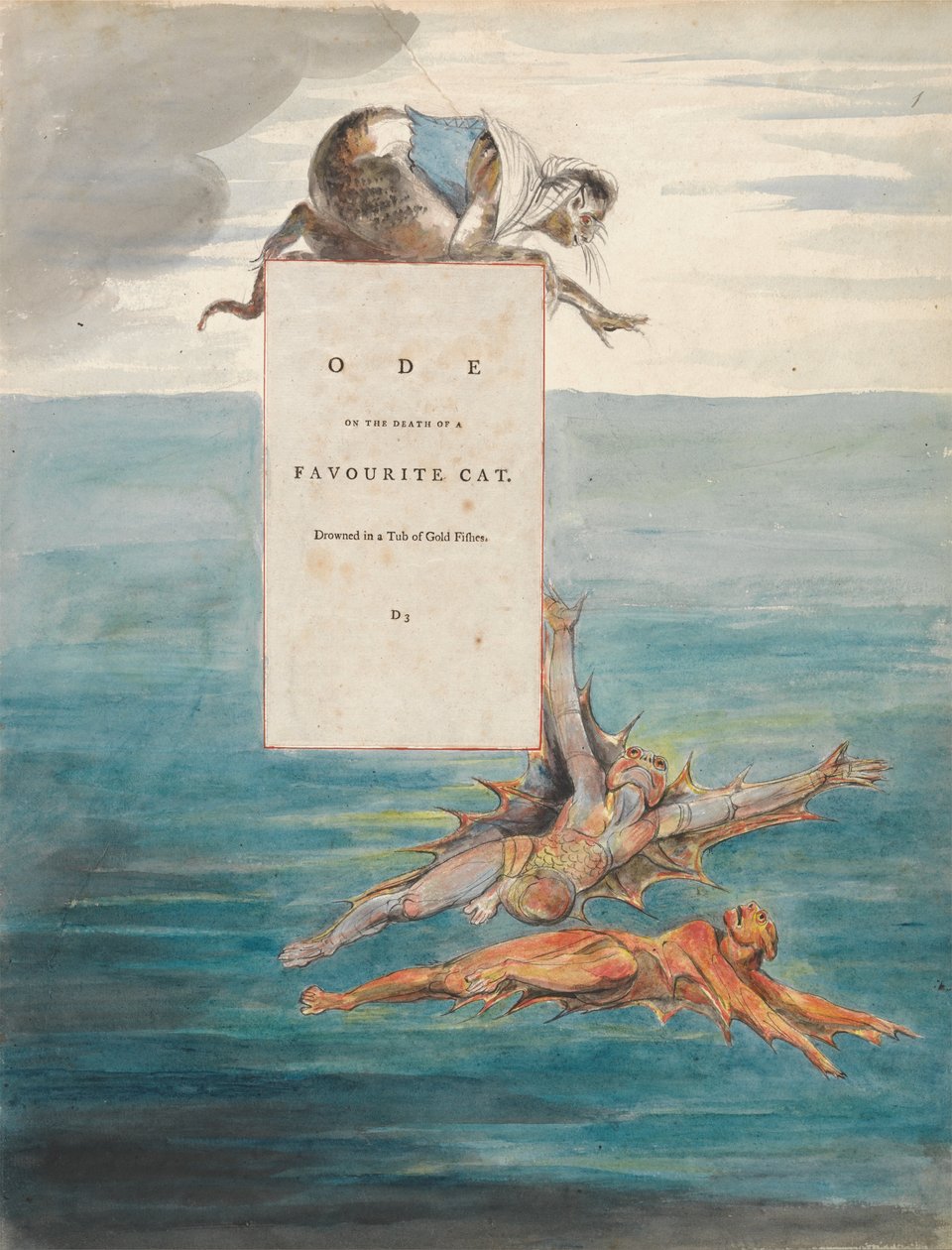 Thomas Grey versei, 7. tervezés, Óda egy kedvenc macska haláláról. alkotó: William Blake