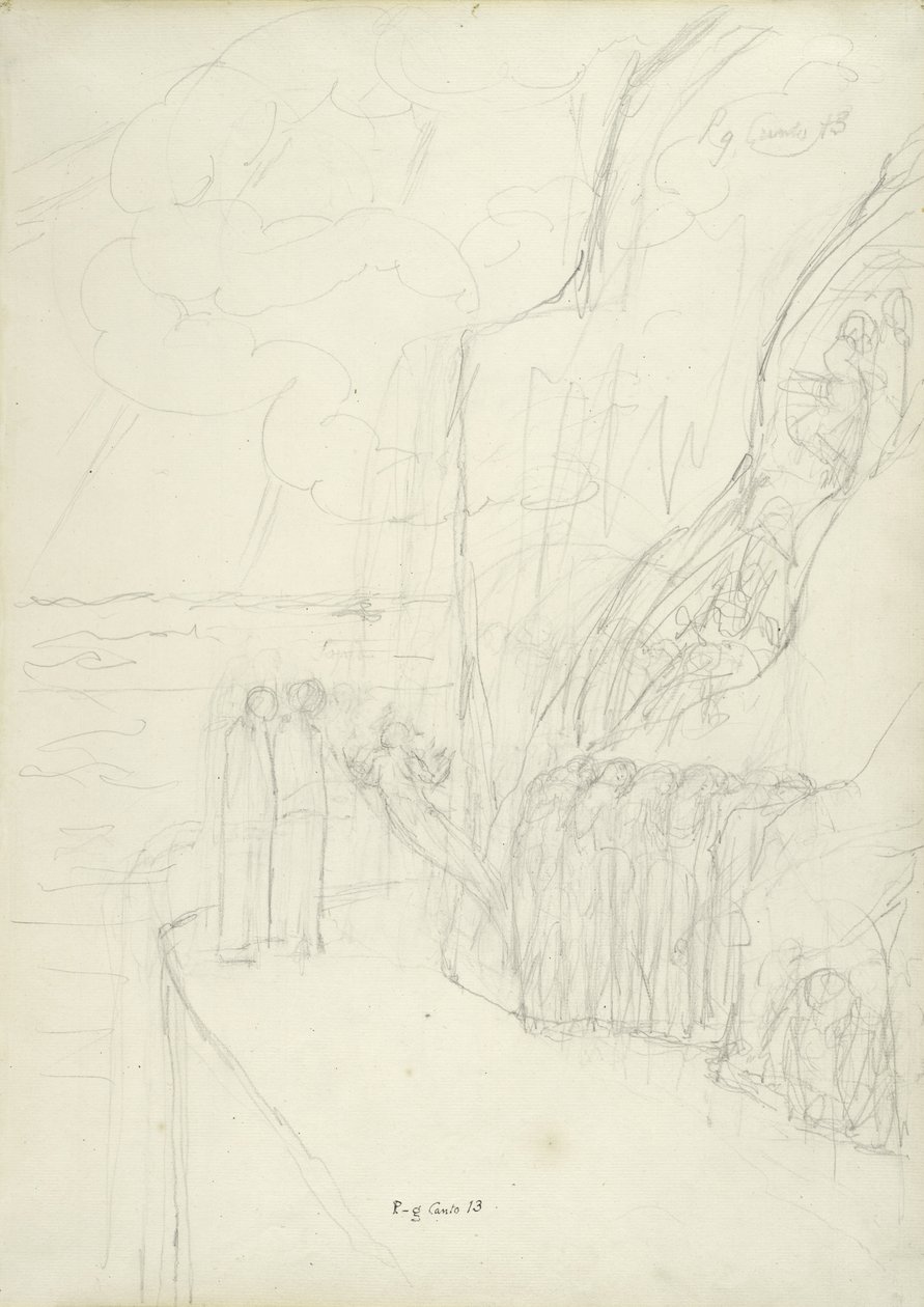 Az irigy lelkek terasza, illusztráció Dante Alighieri Isteni színjátékához, 1824-27 (ceruza és kréta papíron) alkotó: William Blake