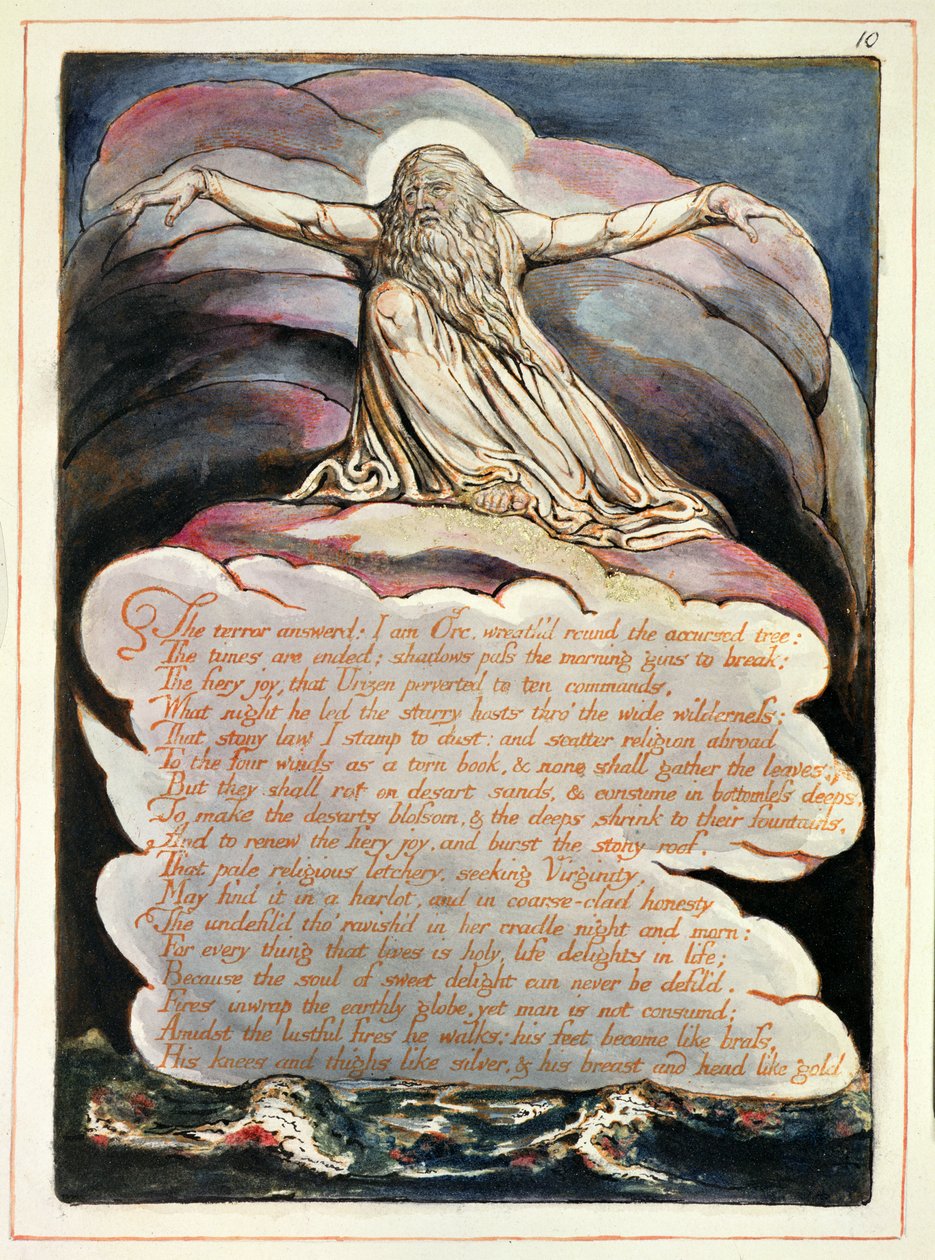The Terror Answered, 8. lemez az „Amerika, egy prófécia” című filmből, 1793 (domborműves marattatás és wc papíron) alkotó: William Blake