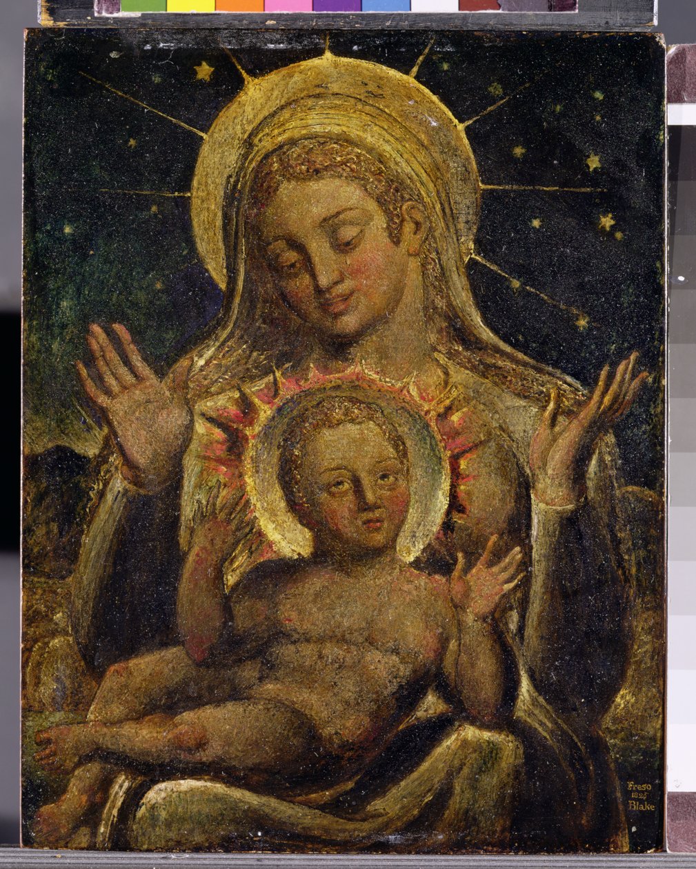 Szűz és gyermek, 1825 (tempera a panelen) alkotó: William Blake