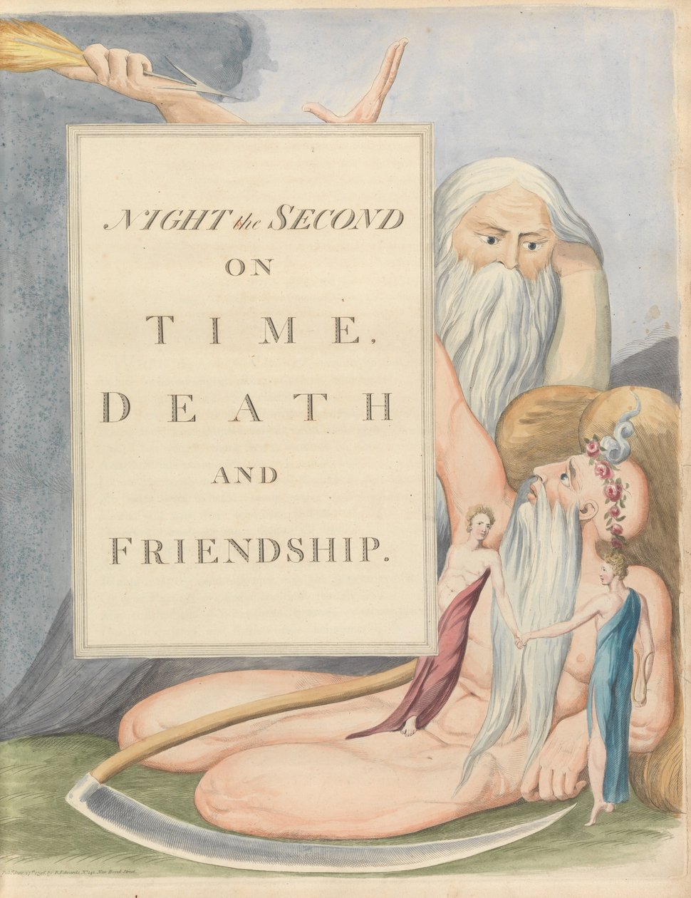 Fiatalok éjszakai gondolatai, 17. oldal, Második éjszaka, Időben, Halál és Barátság. alkotó: William Blake