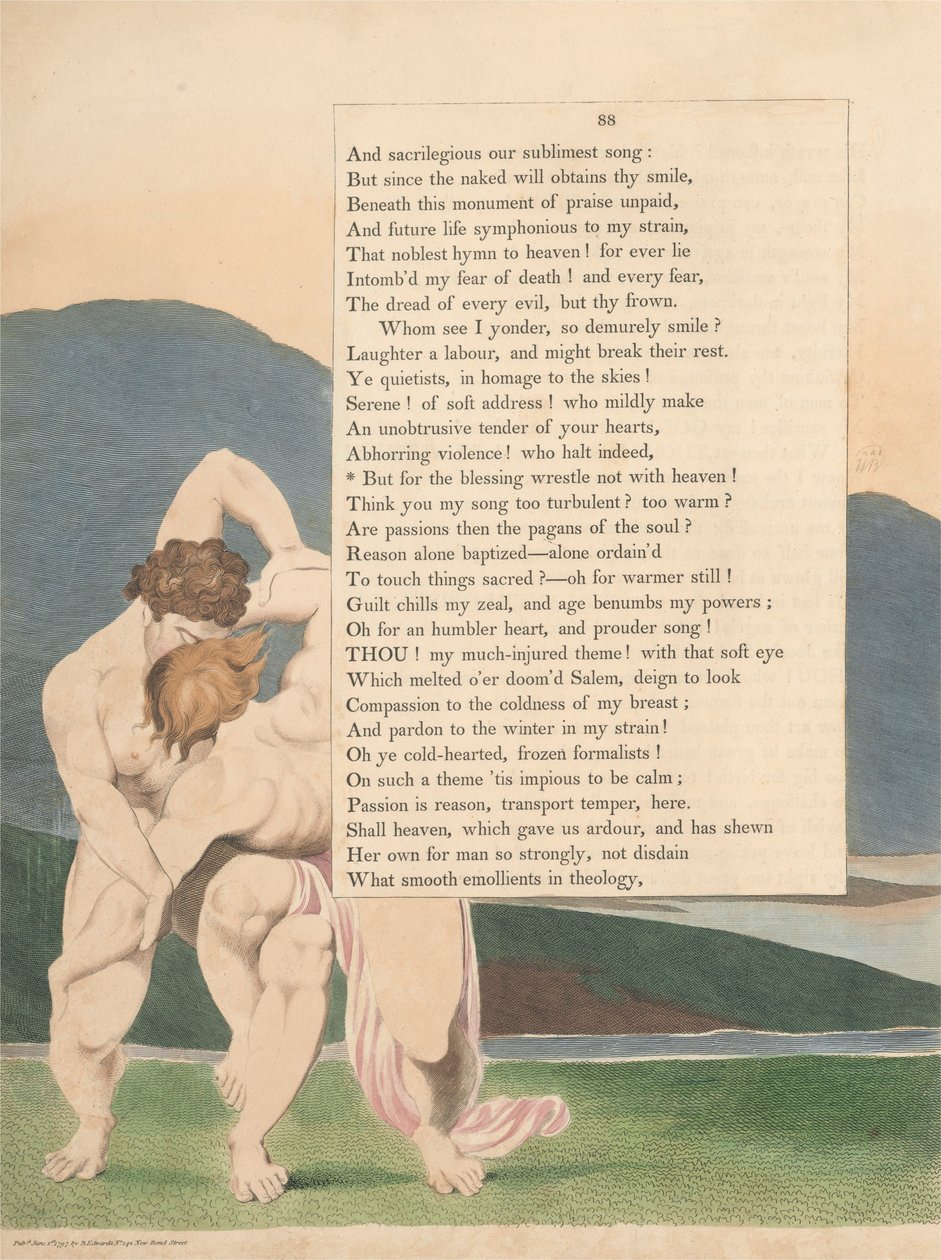 Fiatalok éjszakai gondolatai, 88. oldal, de az áldó birkózásért ne az éggel alkotó: William Blake