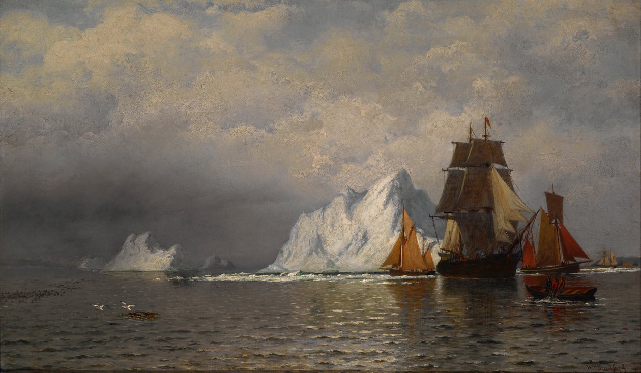 Bálnavadász és halászhajók Labrador partja közelében alkotó: William Bradford