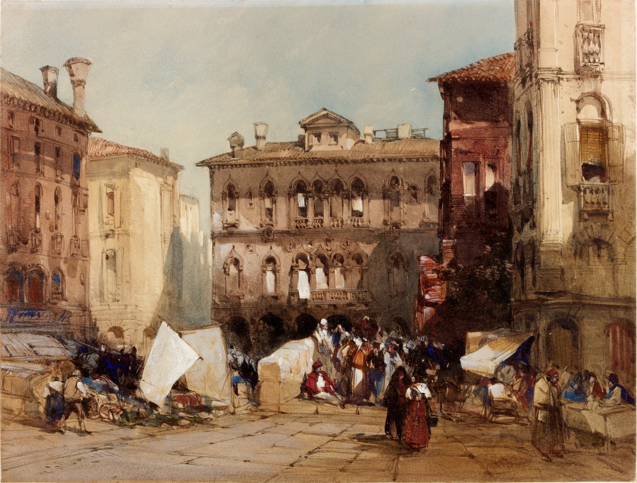 Palazzo Falier, Velence, 1847 (i.e. és wc papíron) alkotó: William Callow