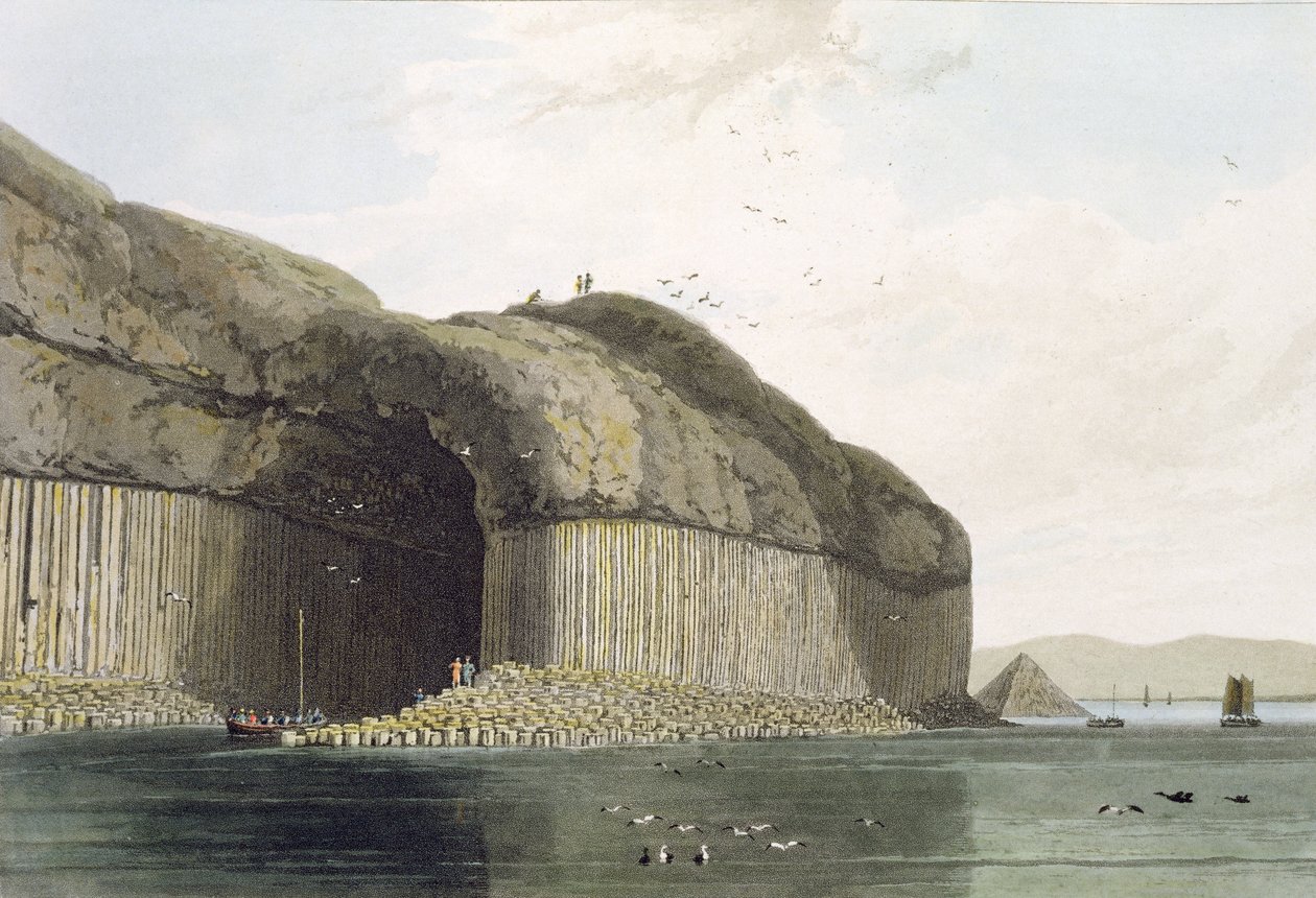 Bejárat a Fingal-barlangba, Staffa, az 1817-ben megjelent „A Voyage Around Great Britain” c. alkotó: William Daniell