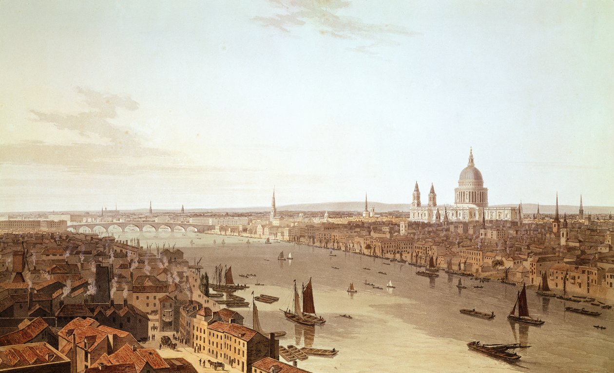 Szent Pál-székesegyház és a város, 19. század eleje (akvatinta) alkotó: William Daniell