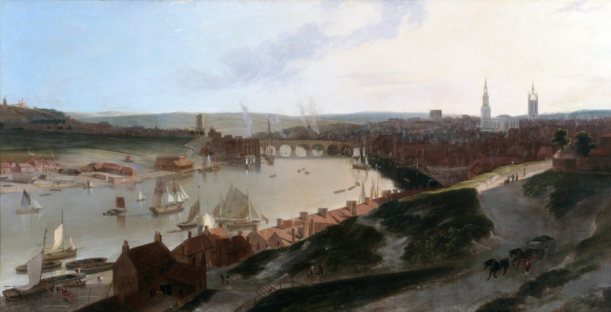 Newcastle upon Tyne látképe, egy szélmalomból a Szent Anna keleti oldalán, 1802-03 körül alkotó: William Daniell