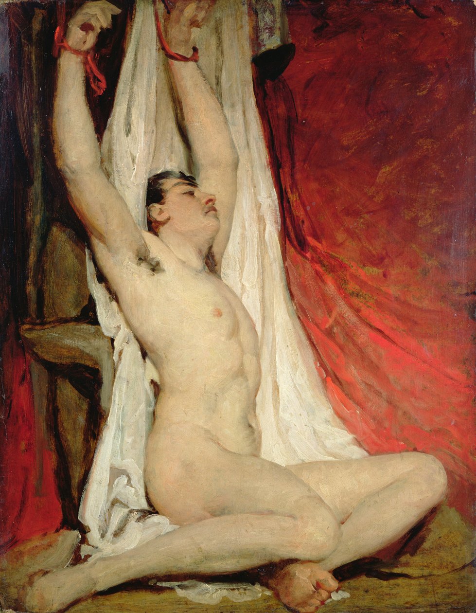 Férfi akt, felnyújtott karral alkotó: William Etty