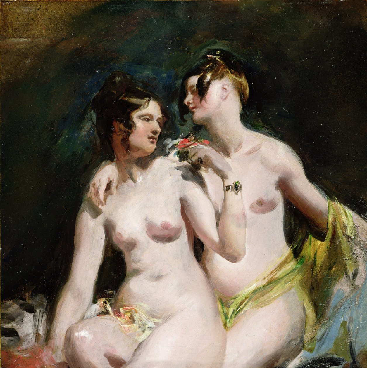 Két női akt (olaj, papír, vászon) alkotó: William Etty