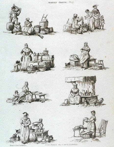 Market Groups, Microcosm, Vol.II, metszett J. Hill, 1806 körül alkotó: William Henry after Pyne