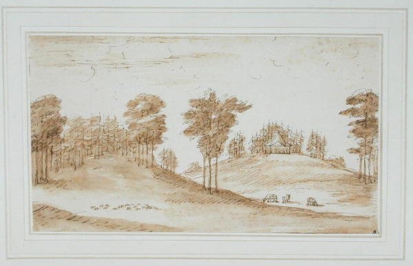 Design for a Deer Park, 1730-as évek (barna mosás tollal és tintával papíron) alkotó: William Kent