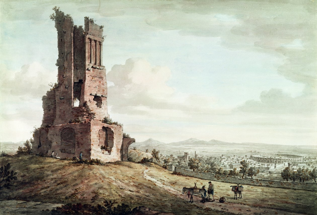 Nimes, a Tour Magne-ból, 1765-68 körül (wc és toll és barna tinta ceruza fölött, papíron) alkotó: William Marlow