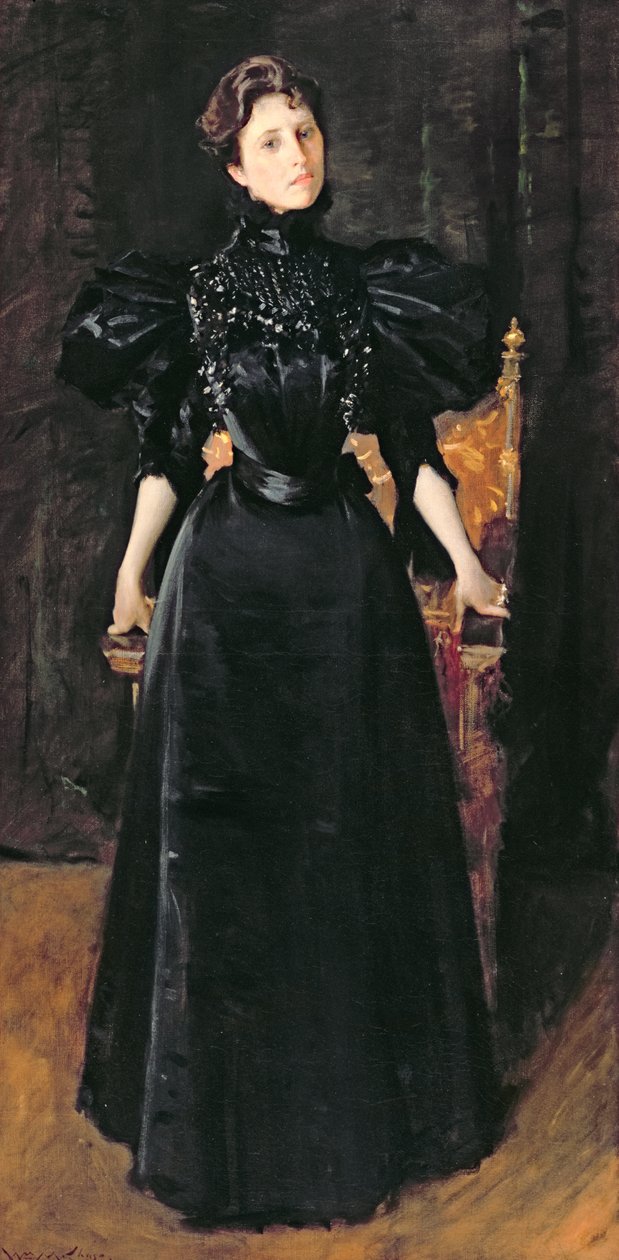 Fekete ruhás hölgy portréja, 1895 körül alkotó: William Merritt Chase
