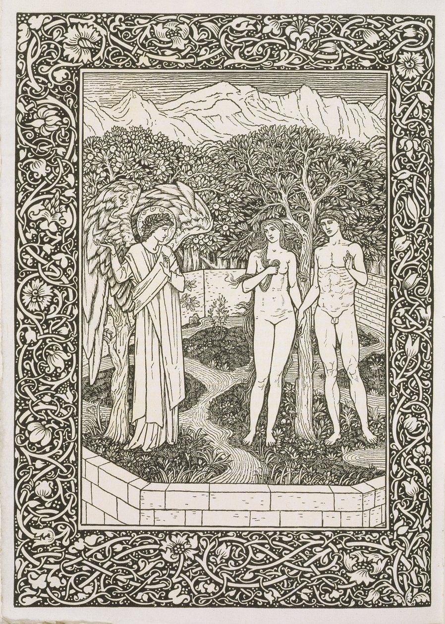 Ádám és Éva a „The Kelmscott Chaucer”-ből, a Kelmscott Press kiadása, 1896 alkotó: William Morris