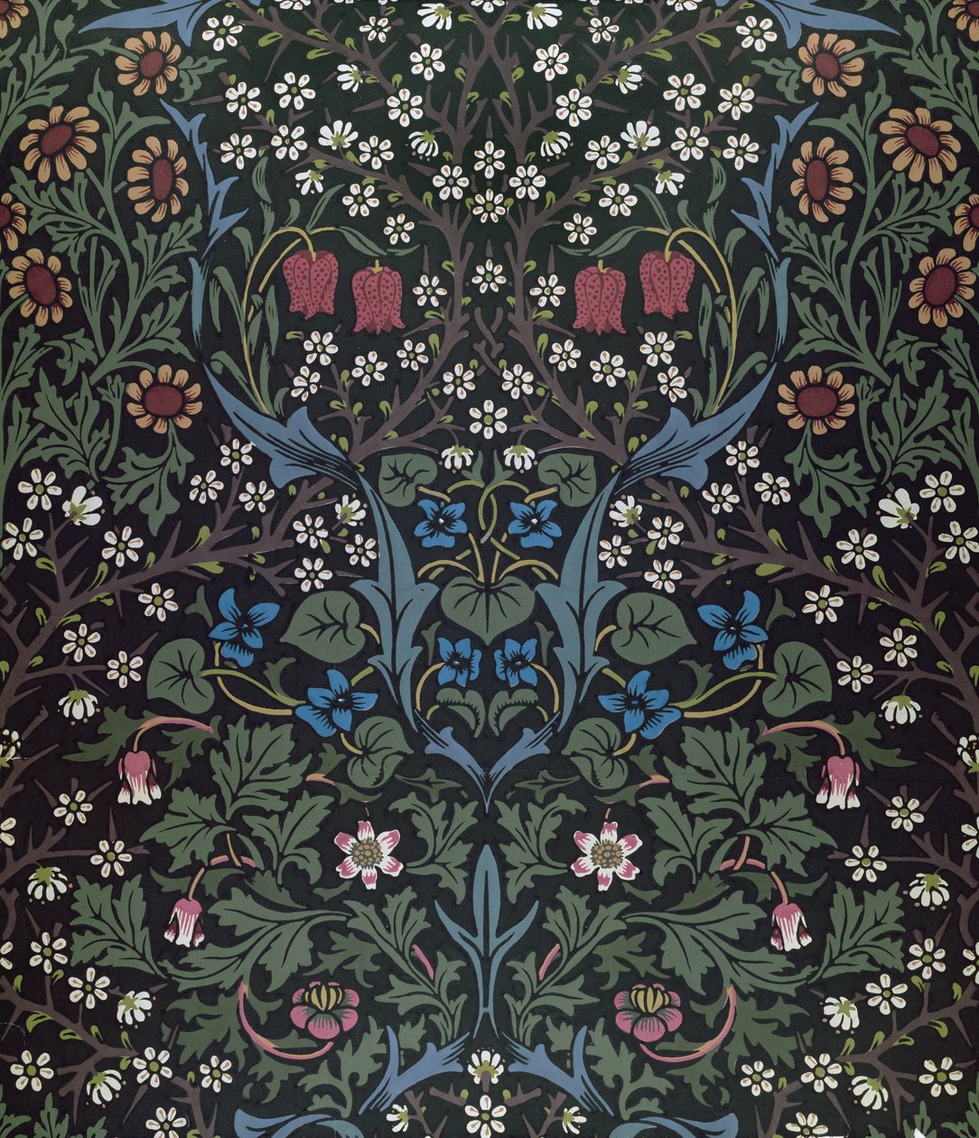 „Blackthorn” tapéta, 1892 alkotó: William Morris